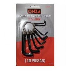 ONZA JUEGO LLAVES ALLEN X 10 UNID PULGADAS